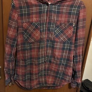 Plaid Button-Up hood Shirt